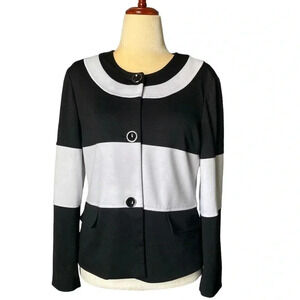 JONES NEW YORK | Women’s Black & White Block Striped Blazer Jacket Size L